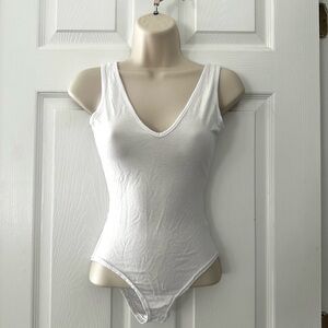 White V Neck Tank Top Bodysuit